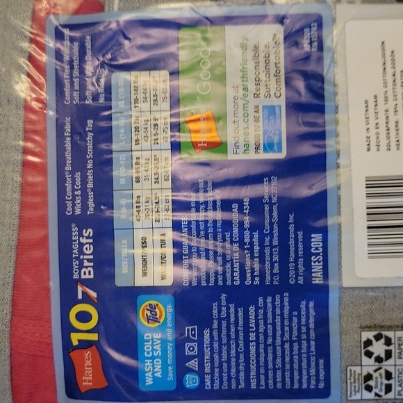 HANES Tagless Briefs 10 pair Boys Medium 10-12 - Picture 4 of 4